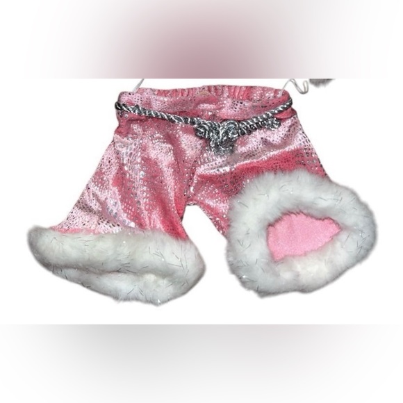 Build-A-Bear Other - Build A Bear Workshop BAB Pink Velour Metallic Silver Winter Pants White Fur HTF